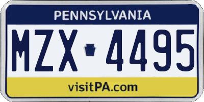 PA license plate MZX4495