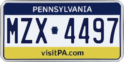PA license plate MZX4497