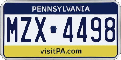PA license plate MZX4498