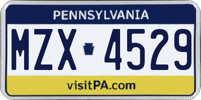 PA license plate MZX4529