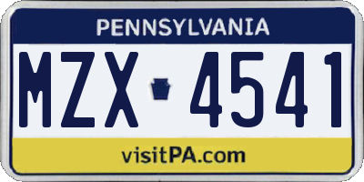 PA license plate MZX4541