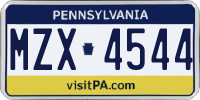 PA license plate MZX4544