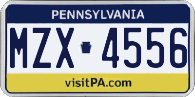PA license plate MZX4556