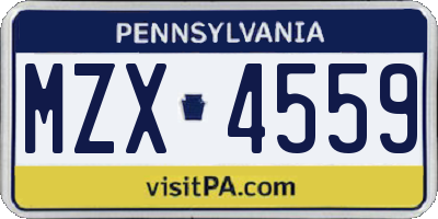 PA license plate MZX4559