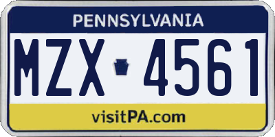 PA license plate MZX4561
