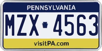 PA license plate MZX4563