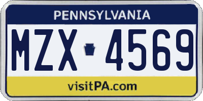PA license plate MZX4569