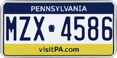 PA license plate MZX4586