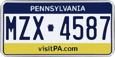 PA license plate MZX4587