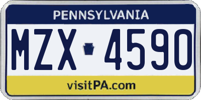PA license plate MZX4590
