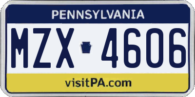PA license plate MZX4606