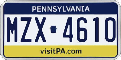 PA license plate MZX4610