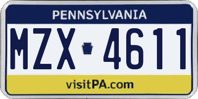 PA license plate MZX4611