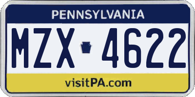 PA license plate MZX4622