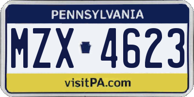 PA license plate MZX4623