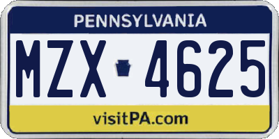 PA license plate MZX4625