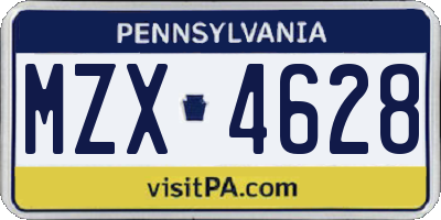 PA license plate MZX4628