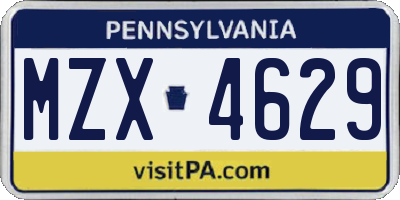 PA license plate MZX4629