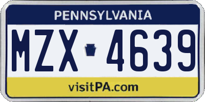PA license plate MZX4639