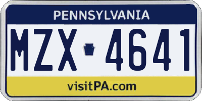 PA license plate MZX4641