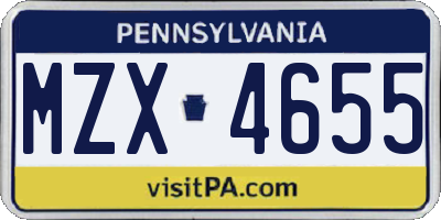 PA license plate MZX4655