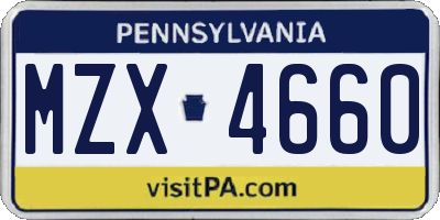 PA license plate MZX4660