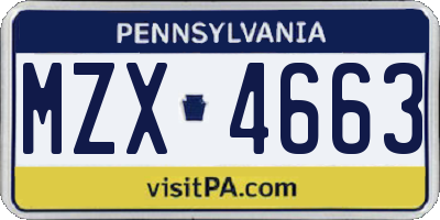 PA license plate MZX4663