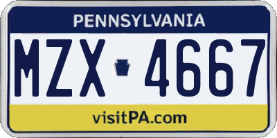 PA license plate MZX4667