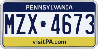 PA license plate MZX4673