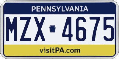 PA license plate MZX4675