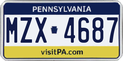PA license plate MZX4687