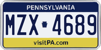PA license plate MZX4689