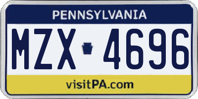 PA license plate MZX4696