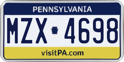 PA license plate MZX4698