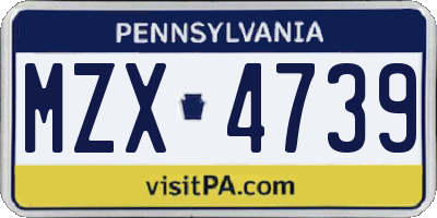 PA license plate MZX4739