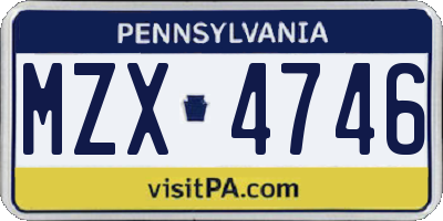 PA license plate MZX4746