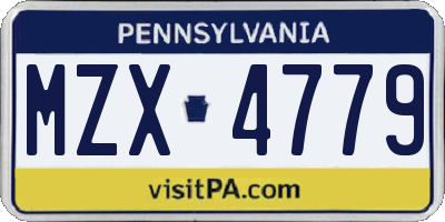 PA license plate MZX4779