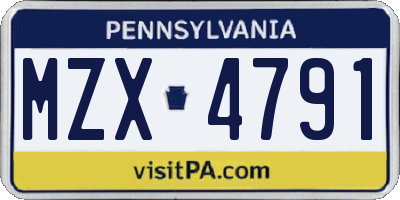 PA license plate MZX4791