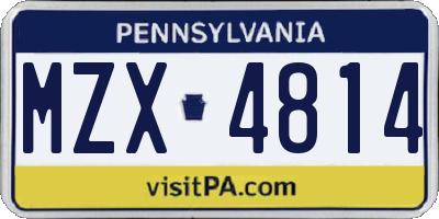 PA license plate MZX4814