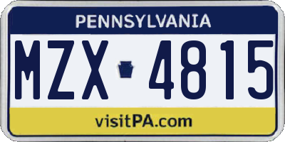 PA license plate MZX4815
