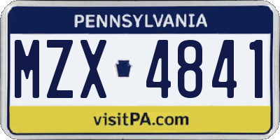 PA license plate MZX4841