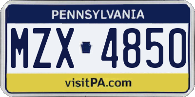 PA license plate MZX4850