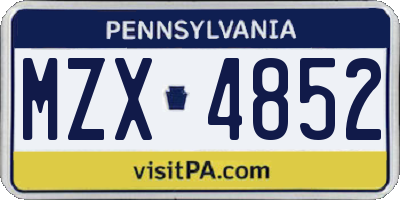 PA license plate MZX4852