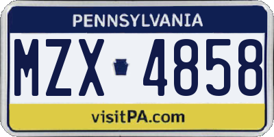 PA license plate MZX4858