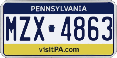 PA license plate MZX4863