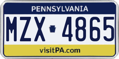 PA license plate MZX4865
