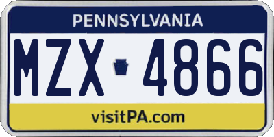 PA license plate MZX4866