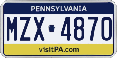 PA license plate MZX4870