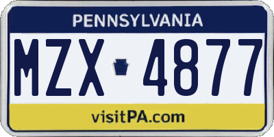PA license plate MZX4877