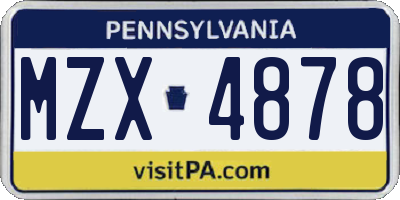 PA license plate MZX4878
